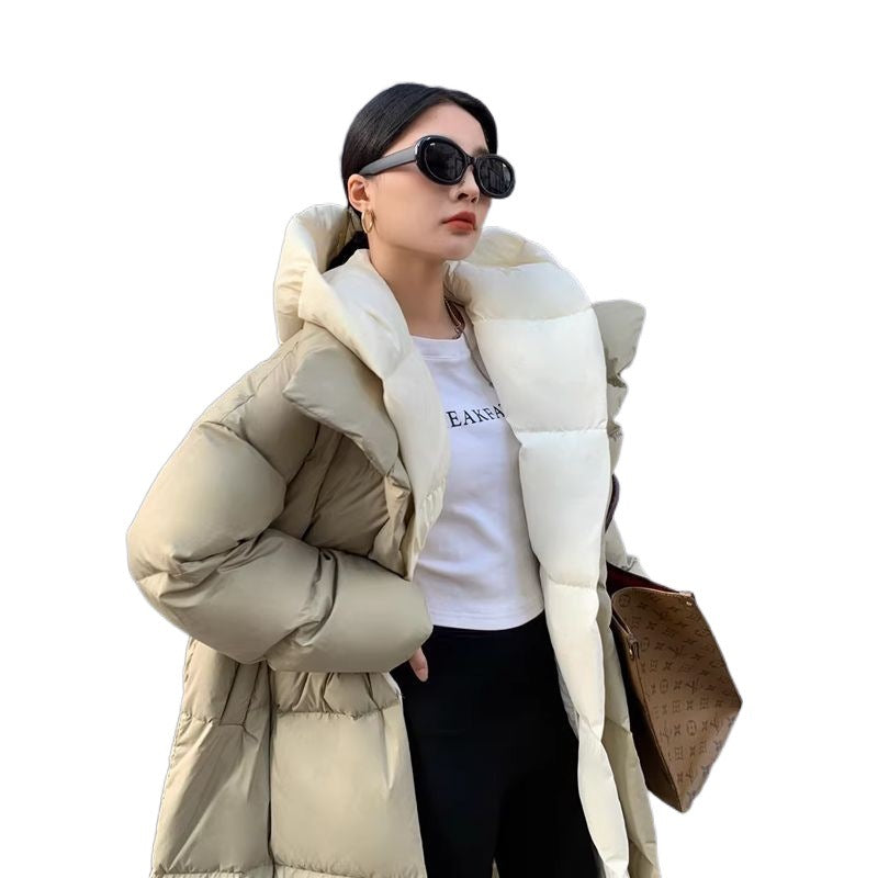 "Women's Cozy Long Hooded Down Jacket - MANDOTOS"