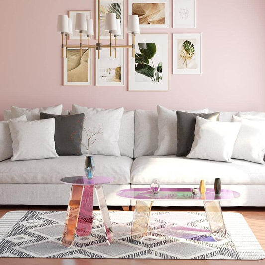 "Acrylic Rainbow Color Coffee Table - Iridescent Modern Accent Table - MANDOTOS"