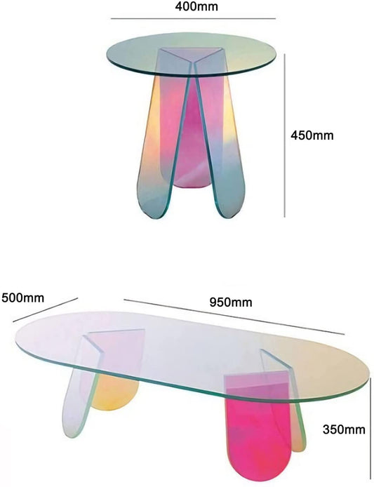 "Acrylic Rainbow Color Coffee Table - Iridescent Modern Accent Table - MANDOTOS"