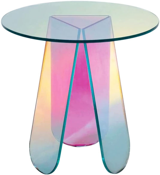 "Acrylic Rainbow Color Coffee Table - Iridescent Modern Accent Table - MANDOTOS"