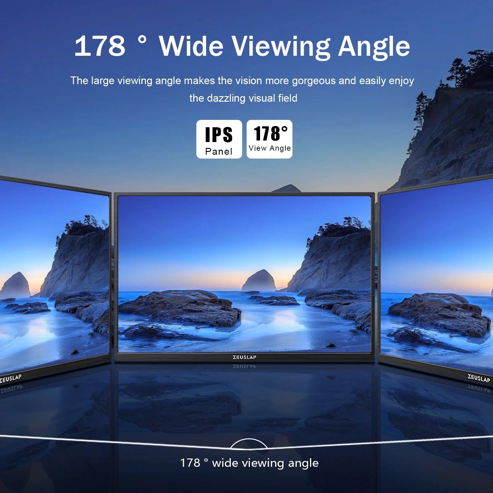 "ZEUSLAP 16\" Portable Monitor 100%sRGB 1200P IPS Screen Travel Gaming Computer Display for Steam Deck Laptop Switch PS4 PS5 Xbox - MANDOTOS"