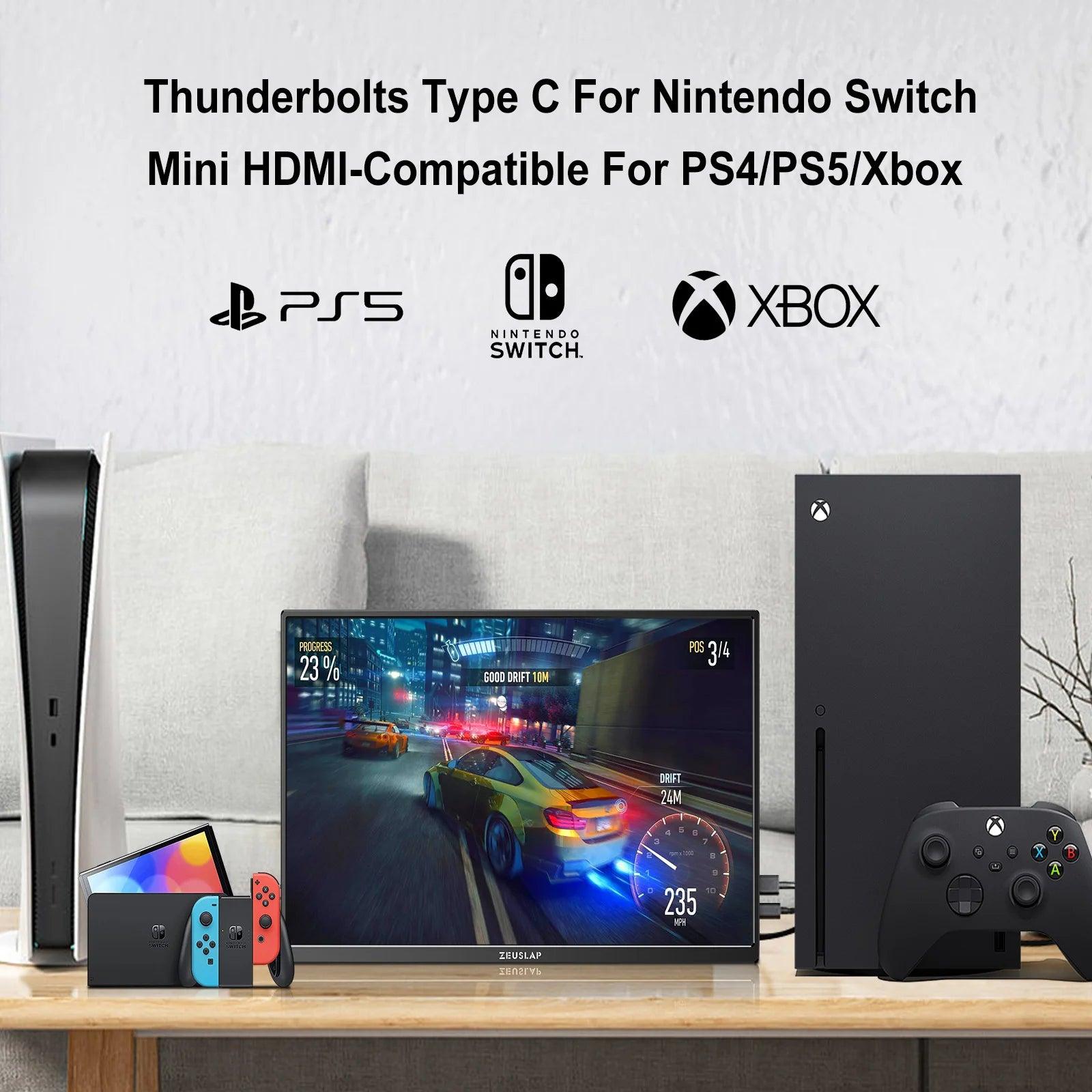 "ZEUSLAP 16\" Portable Monitor 100%sRGB 1200P IPS Screen Travel Gaming Computer Display for Steam Deck Laptop Switch PS4 PS5 Xbox - MANDOTOS"