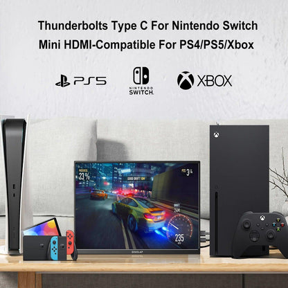 "ZEUSLAP 16\" Portable Monitor 100%sRGB 1200P IPS Screen Travel Gaming Computer Display for Steam Deck Laptop Switch PS4 PS5 Xbox - MANDOTOS"