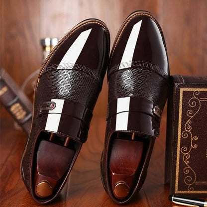 "Men's shoes Leather Embossing Classic Fashion Luxury men shoes Wear-resistant Non slip Mans footwear Anti-slip Black shoes - MANDOTOS"