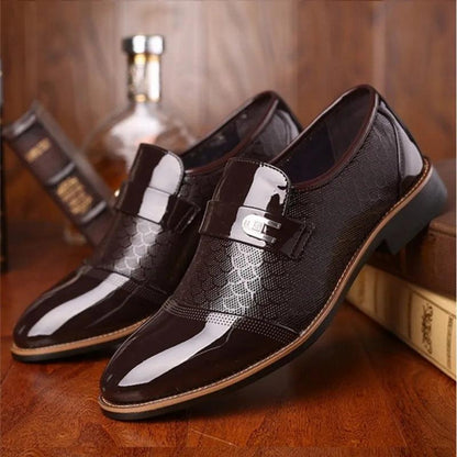 "Men's shoes Leather Embossing Classic Fashion Luxury men shoes Wear-resistant Non slip Mans footwear Anti-slip Black shoes - MANDOTOS"