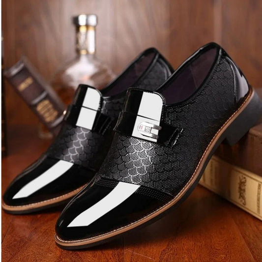 "Men's shoes Leather Embossing Classic Fashion Luxury men shoes Wear-resistant Non slip Mans footwear Anti-slip Black shoes - MANDOTOS"
