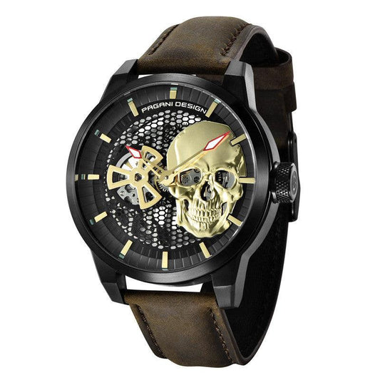 "Skull Sapphire Mirror Mechanical Waterproof Hollow Belt Watch - MANDOTOS"