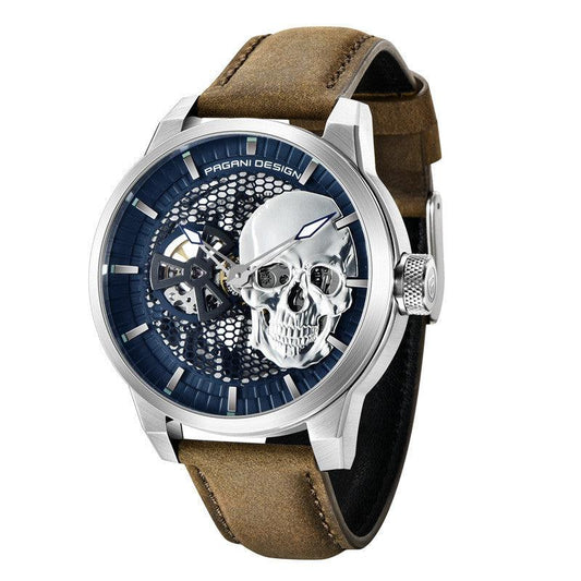 "Skull Sapphire Mirror Mechanical Waterproof Hollow Belt Watch - MANDOTOS"