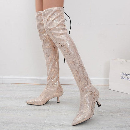 "Pointed Over The Knee High Top Fashion Boots - MANDOTOS"
