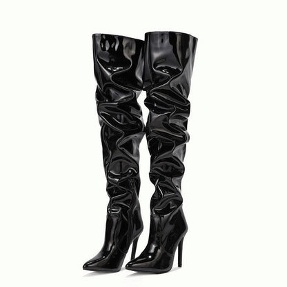 "Knee High Long Boots Women Fashion Super High Heel Party Shoes - MANDOTOS"