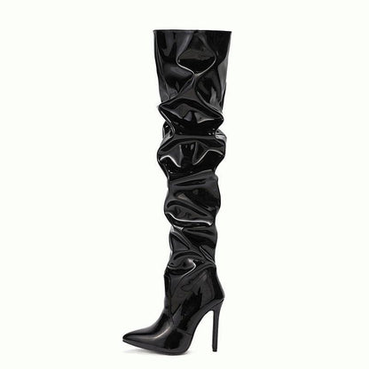 "Knee High Long Boots Women Fashion Super High Heel Party Shoes - MANDOTOS"