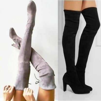 "Black Knee High Boots For Women Shoes High Heel Long Boots - MANDOTOS"