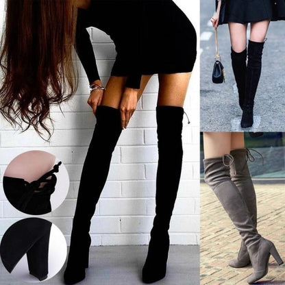 "Black Knee High Boots For Women Shoes High Heel Long Boots - MANDOTOS"