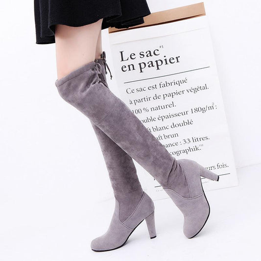 "Black Knee High Boots For Women Shoes High Heel Long Boots - MANDOTOS"
