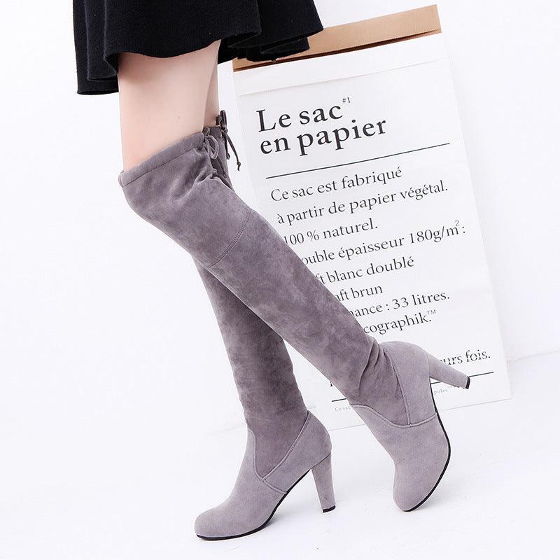 "Black Knee High Boots For Women Shoes High Heel Long Boots - MANDOTOS"