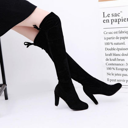"Black Knee High Boots For Women Shoes High Heel Long Boots - MANDOTOS"