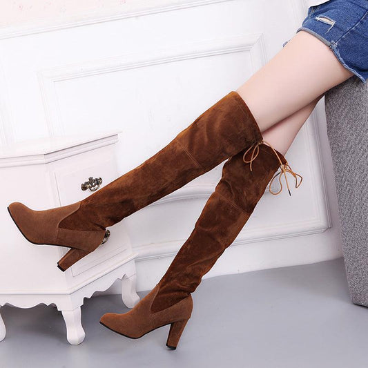 "Black Knee High Boots For Women Shoes High Heel Long Boots - MANDOTOS"