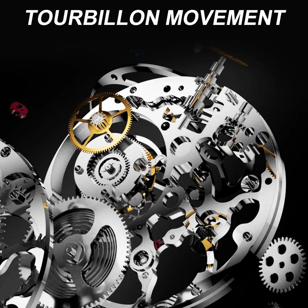 "AESOP Men Flying Tourbillon Mechanical Full Skeleton Waterproof Watches Top Brand Luxury Watch for Men Sapphire With Diamond Man - MANDOTOS"