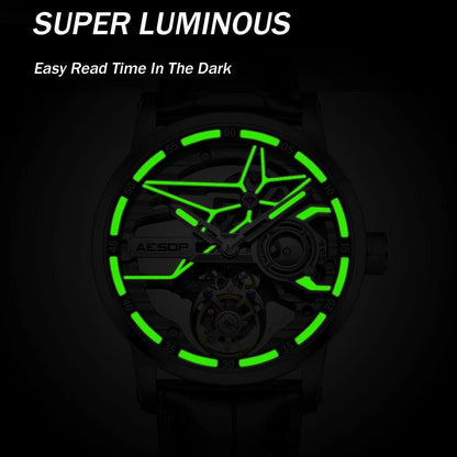 "AESOP Men Flying Tourbillon Mechanical Full Skeleton Waterproof Watches Top Brand Luxury Watch for Men Sapphire With Diamond Man - MANDOTOS"