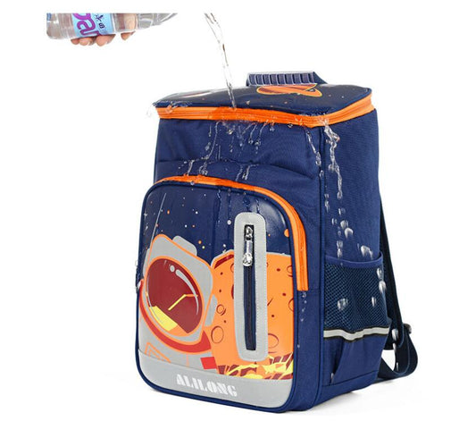 Lightweight children's backpack with spine protection for elementary school boys by Ancient Energy, featuring colorful design and adjustable straps.
