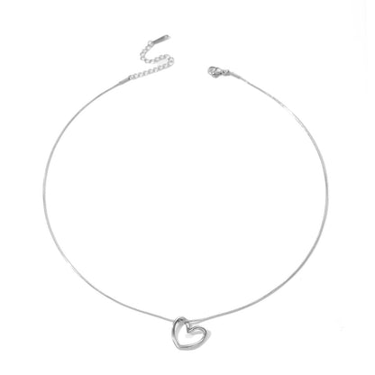Fashion Jewelry Tainless Steel Twist Hollow Heart Pendant Necklace For Women Spicy Girls Simple Clavicle Chain Jewelry Gift - MANDOTOS