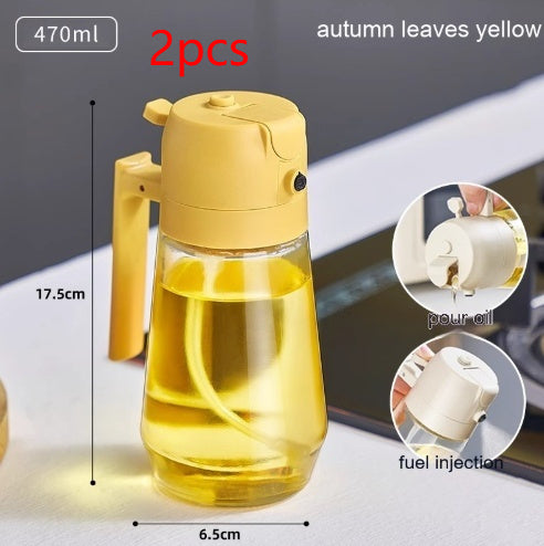 470ML Olive Oil Sprayer Dispenser For Cooking BBQ 2 In 1 Glass Oil Vinegar Soy Sauce Spray Kitchen Oil Bottle For Air Fryer - MANDOTOS