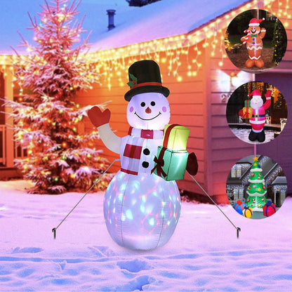 Christmas LED Lights Glowing Santa Tree Snowman Inflatable Doll Outdoor Yard Garden Decor - MANDOTOS