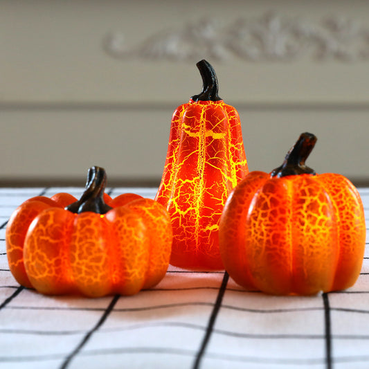 New Halloween Pumpkin Lantern Simulation Pumpkin LED Candle Lamp Resin Luminous Pumpkin - MANDOTOS