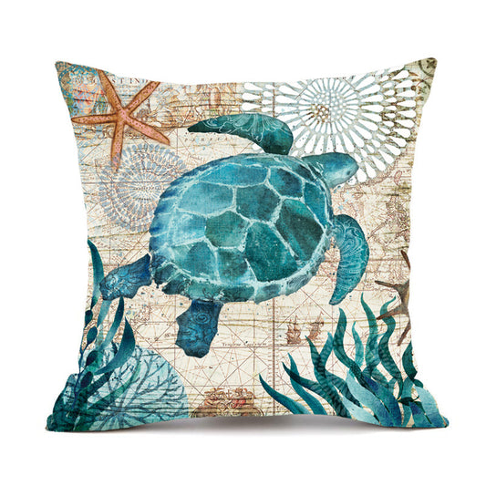 Cushion Covers Sea Turtle Printed Throw Pillow Cases For Home Decor Sofa Chair Seat - MANDOTOS