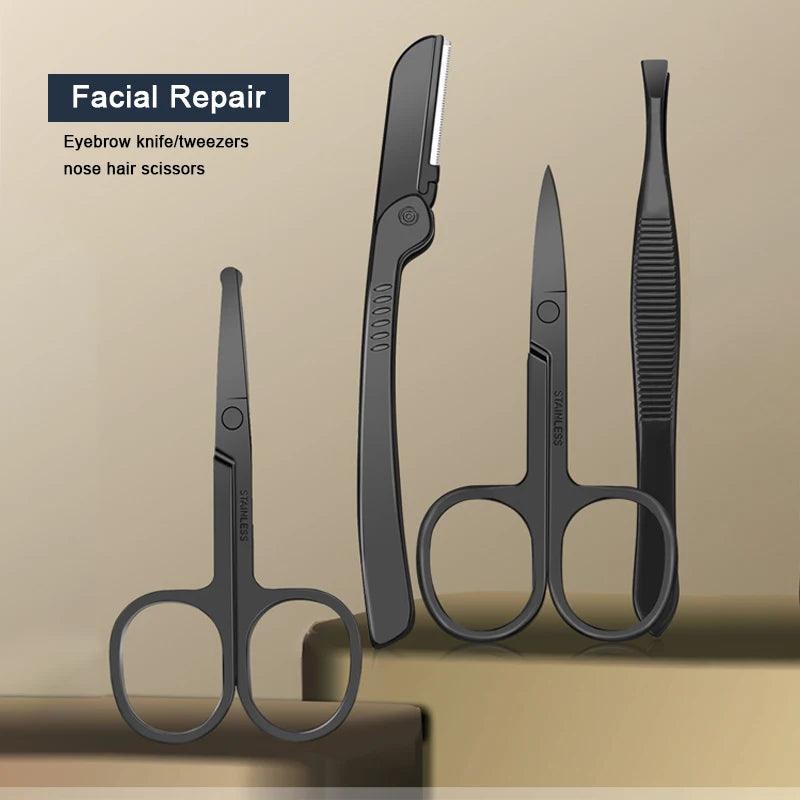 8/12/15/20/24 pcs Manicure Cutters Nail Clipper Set Household Stainless Steel Ear Spoon Pedicure Scissors Tool For Beauty - MANDOTOS