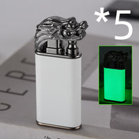 Creative Blue Flame Lighter Dolphin Dragon Tiger Double Fire Metal Winproof Lighter Inflatable Lighter - MANDOTOS