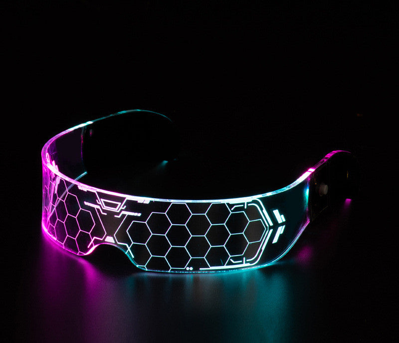 LED Luminous Glasses Party Bar Disco Punk Glasses Futuristic Style Festival Goggles Decoration Gifts - MANDOTOS