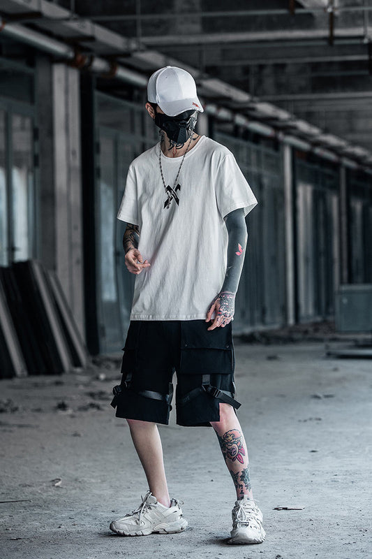 Ancient Energy white hip-hop T-shirt for middle school students, pure cotton, half-sleeved casual shirt with bold graphic design.