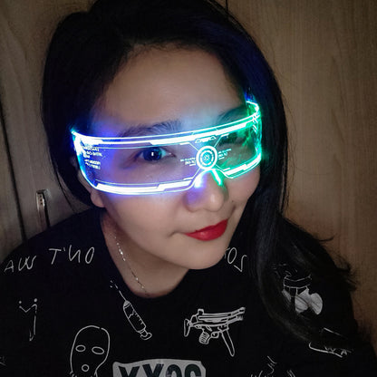 LED Luminous Glasses Party Bar Disco Punk Glasses Futuristic Style Festival Goggles Decoration Gifts - MANDOTOS