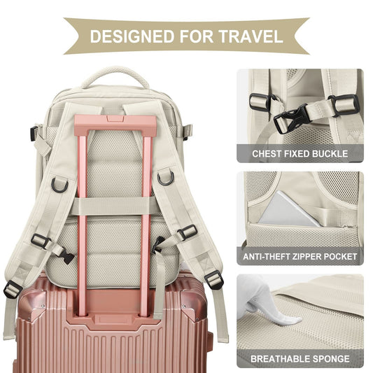 Ancient Energy large capacity travel backpack with multiple compartments, ideal for students and school use, in black with padded straps.