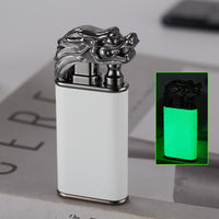 Creative Blue Flame Lighter Dolphin Dragon Tiger Double Fire Metal Winproof Lighter Inflatable Lighter - MANDOTOS