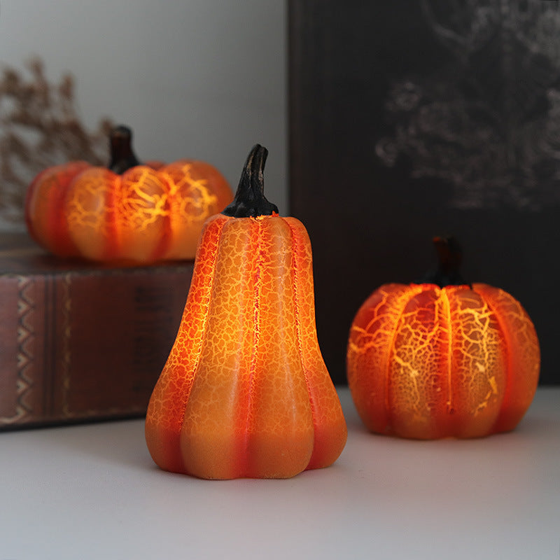 New Halloween Pumpkin Lantern Simulation Pumpkin LED Candle Lamp Resin Luminous Pumpkin - MANDOTOS