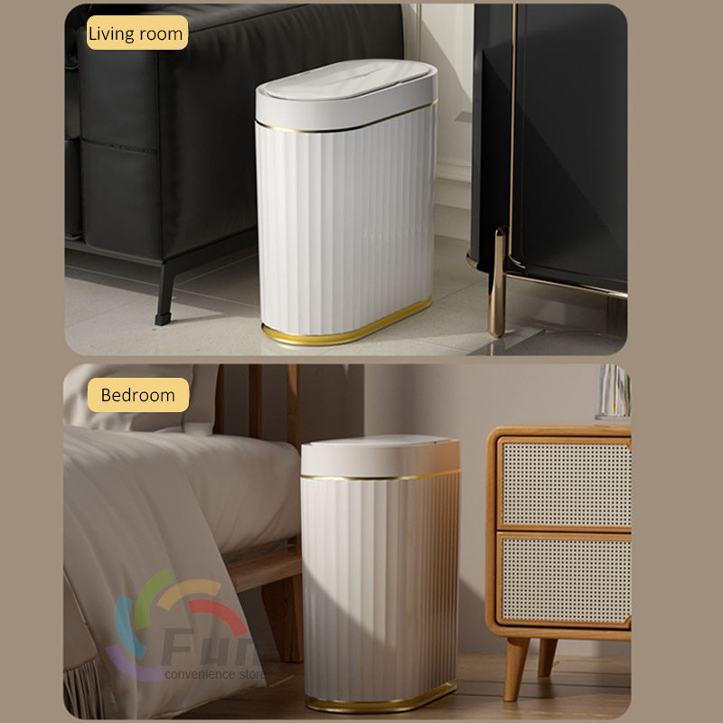 Smart Trash Can with Automatic Opening and Multiple Functions - White ABS Material - MANDOTOS0