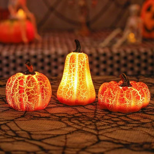 New Halloween Pumpkin Lantern Simulation Pumpkin LED Candle Lamp Resin Luminous Pumpkin - MANDOTOS