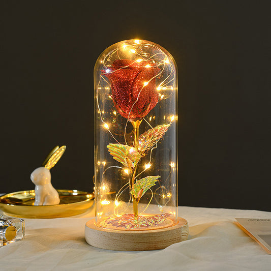 Valentines Day Gift For Girlfriend Eternal Rose Flowers LED Light In Glass Cover Day Wedding Decoration Favors Mother Day Female Gift Gift - MANDOTOS
