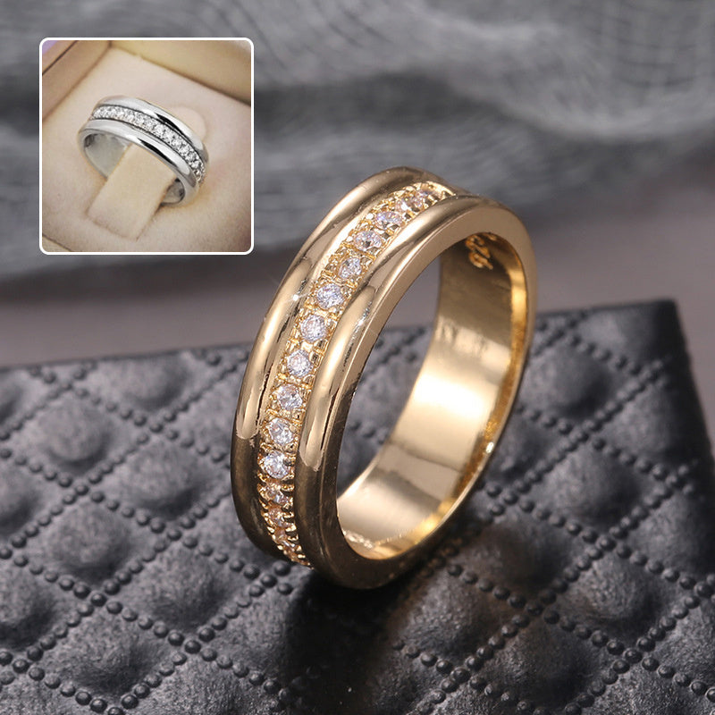 Simple Golden Sliver Rhinestones Ring Copper Plated RIngs Fashion Jewellery - MANDOTOS