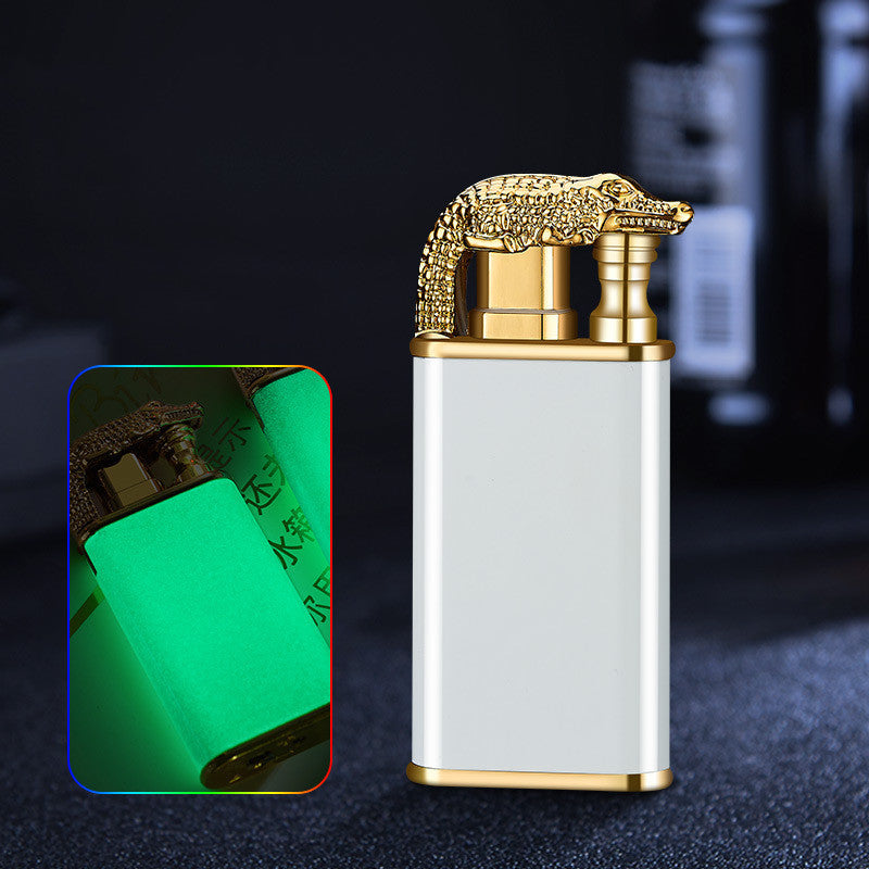 Creative Blue Flame Lighter Dolphin Dragon Tiger Double Fire Metal Winproof Lighter Inflatable Lighter - MANDOTOS
