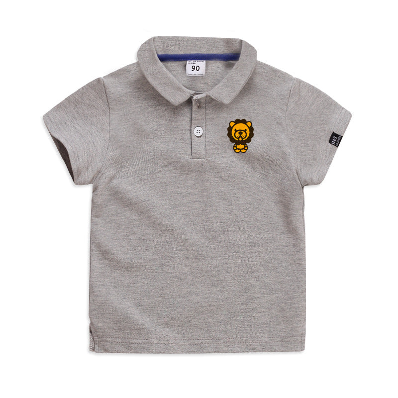 Summer elastic cotton polo T-shirt by Ancient Energy featuring solid color, short sleeves, and cartoon design for men and women.