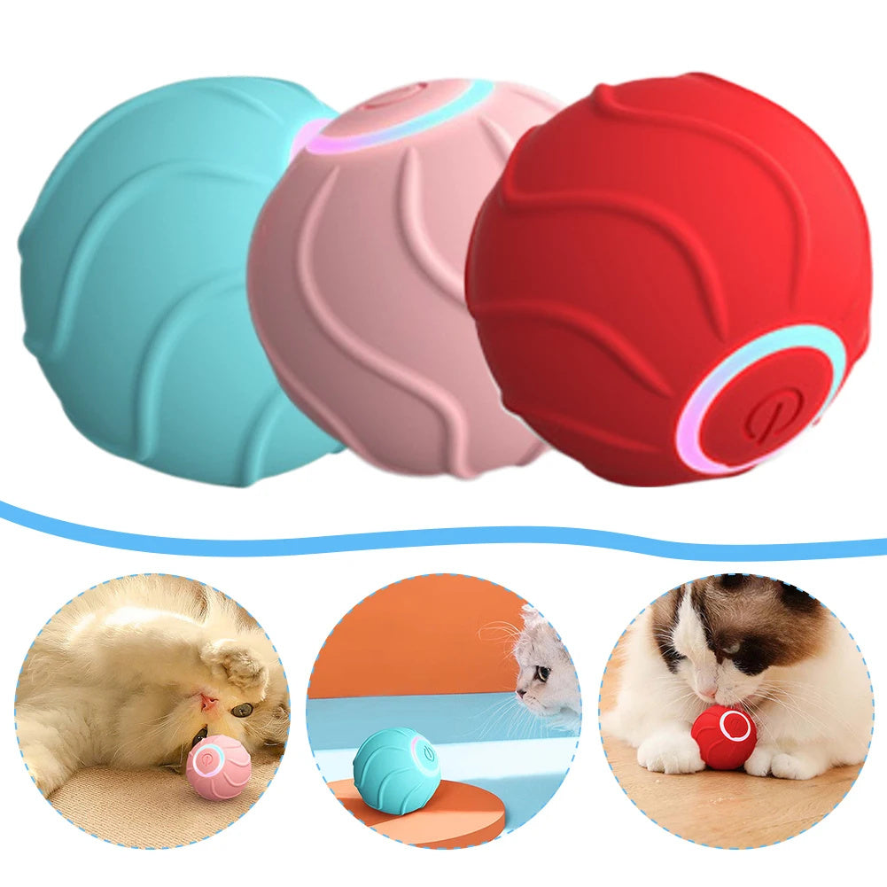 Smart Cat Toys Rolling Ball Pet Cat Owner Interactive Pets Toys Automatic Bouncing Ball USB Self Hi Teasing Kittens Jumping Ball - MANDOTOS