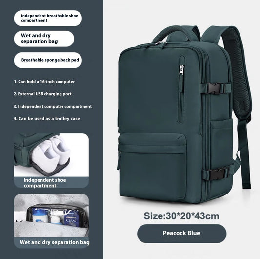 Ancient Energy large capacity travel backpack with multiple compartments, black durable school bag for students and travelers.