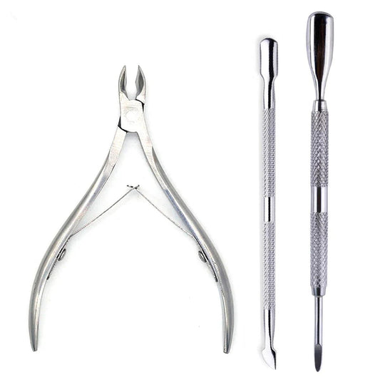 4 Pcs/Set Professional Stainless Steel Nail Cutter Scissor Nippers Muti Function Cuticle Pusher Remover Nail Care Manicure Kits - MANDOTOS