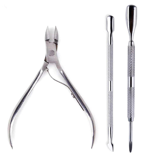 4 Pcs/Set Professional Stainless Steel Nail Cutter Scissor Nippers Muti Function Cuticle Pusher Remover Nail Care Manicure Kits - MANDOTOS