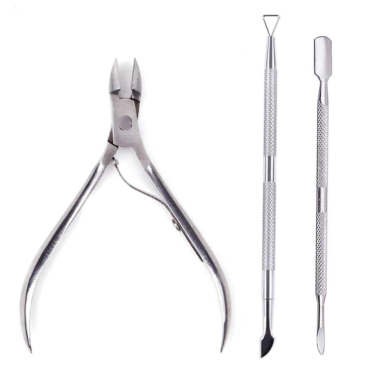 4 Pcs/Set Professional Stainless Steel Nail Cutter Scissor Nippers Muti Function Cuticle Pusher Remover Nail Care Manicure Kits - MANDOTOS