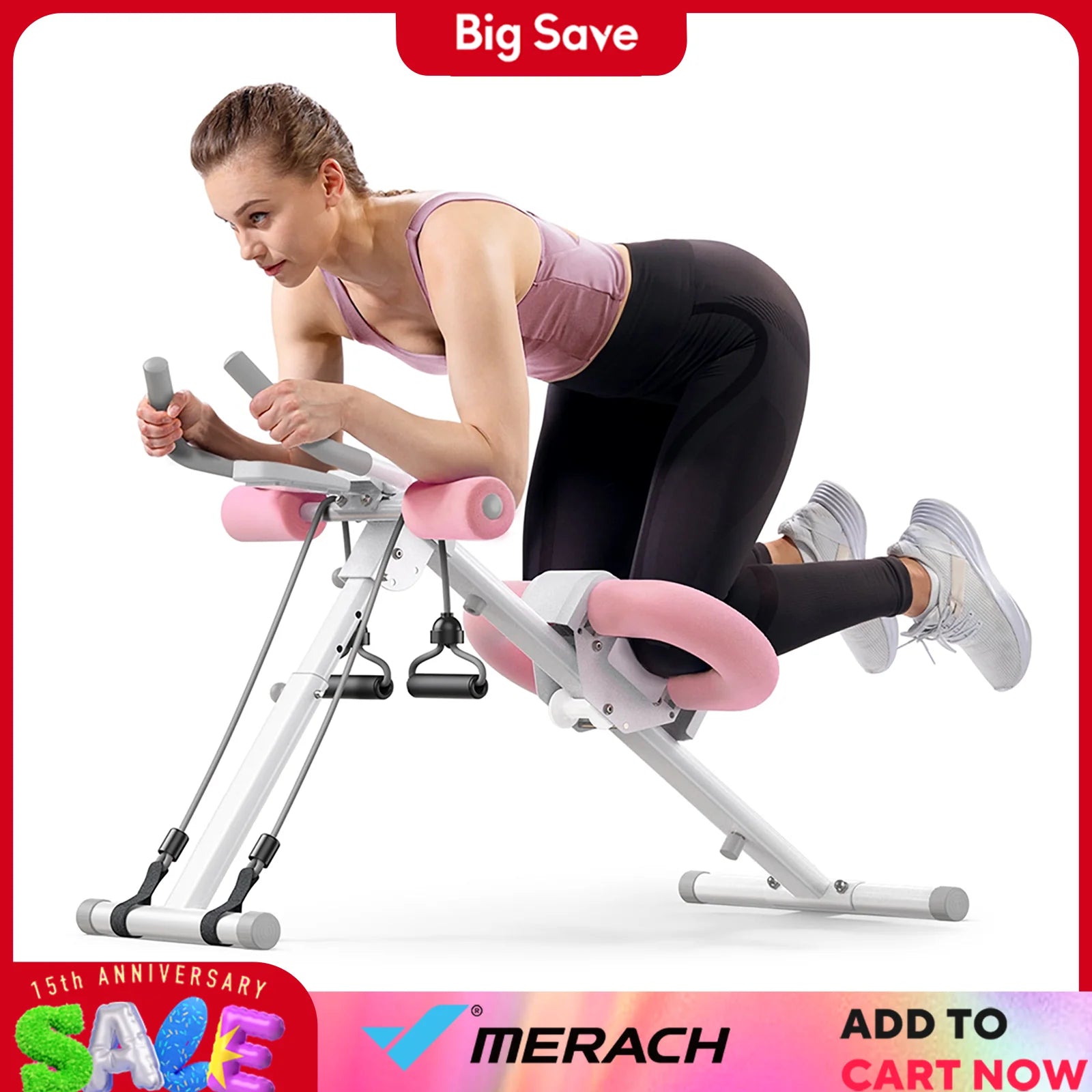 MERACH Ab Machine Adjustable Trainer Workout Foldable Knee Protection Abdominal Exercise Machine Core Ab Exercise System Trainer - MANDOTOS