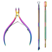 4 Pcs/Set Professional Stainless Steel Nail Cutter Scissor Nippers Muti Function Cuticle Pusher Remover Nail Care Manicure Kits - MANDOTOS